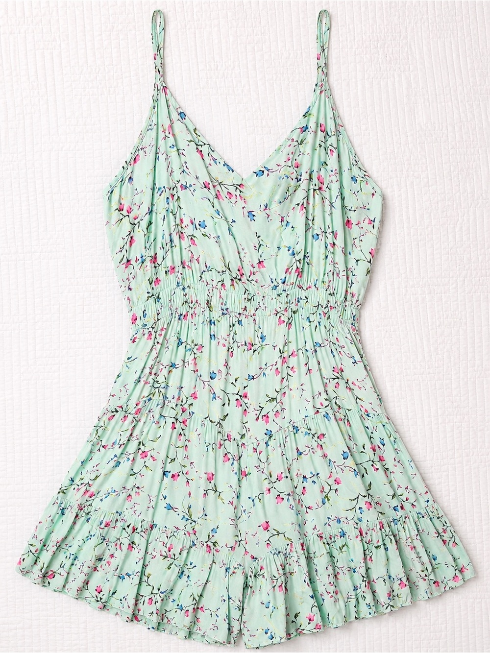Mint Floral Spaghetti-Strap Romper